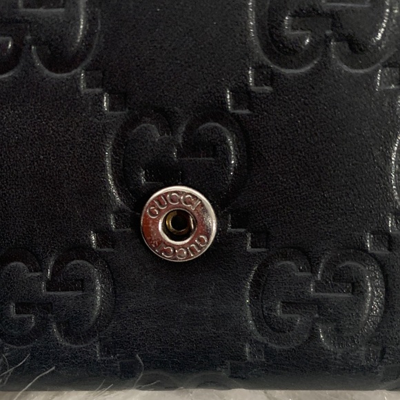 Gucci GG Signature Monogram Embossed Black Leather Long Flap Wallet - Picture 9 of 16